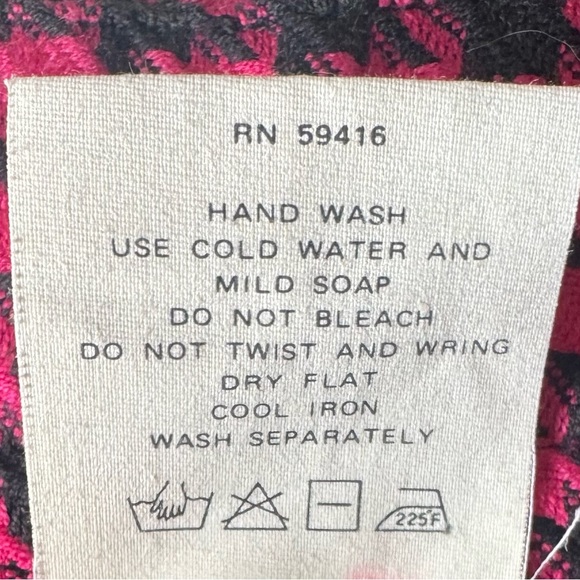 Vintage 1980 GENERRA Houndstooth Trousers Hot Pink Super High Rise Rayon Size 9 - Picture 13 of 13